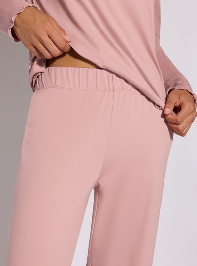 Pantaloni pigiama wide leg a tinta unita