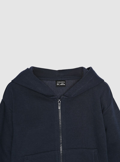 Felpa con cappuccio e zip a tinta unita
