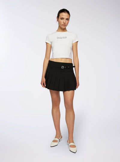 Skort a pieghe con cintura