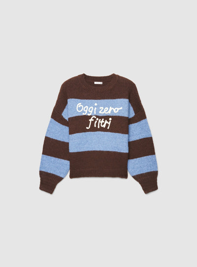 Maglia ampia a righe con scritta