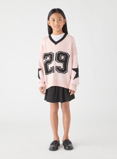 College-style jumper with V-neckline