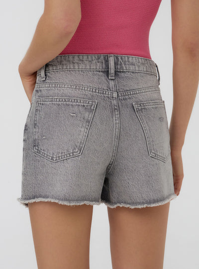 Shorts di jeans mom fit con strappi ampi
