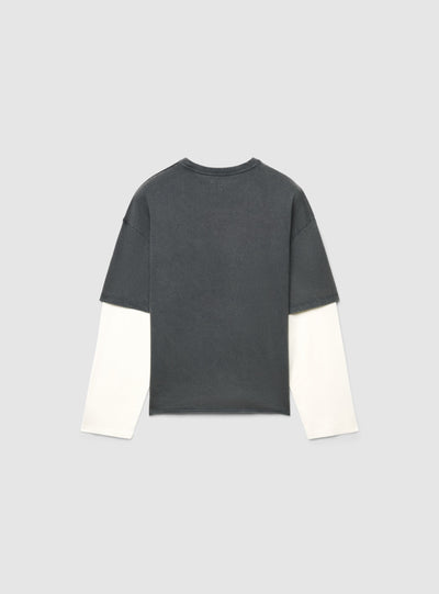 T-shirt boxy doppiata acid wash