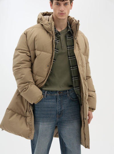 Long padded jacket with hood