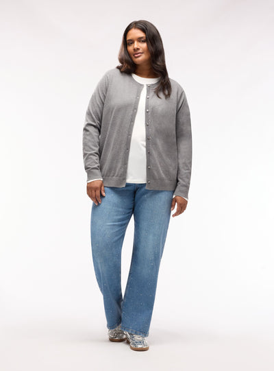 Cardigan con bottoni e scollo tondo
