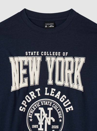 T-shirt manica lunga con stampa college