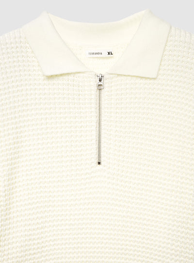 Maglia polo con zip e punto mosso