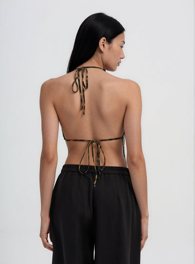 Top with shimmering effect and animal print