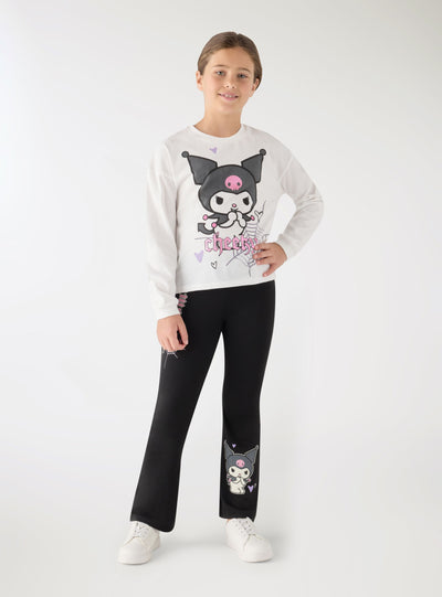 Leggings flare da bambina con stampa Kuromi® e scritta