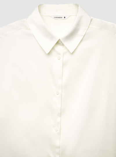 Camicia ampia in satin a tinta unita