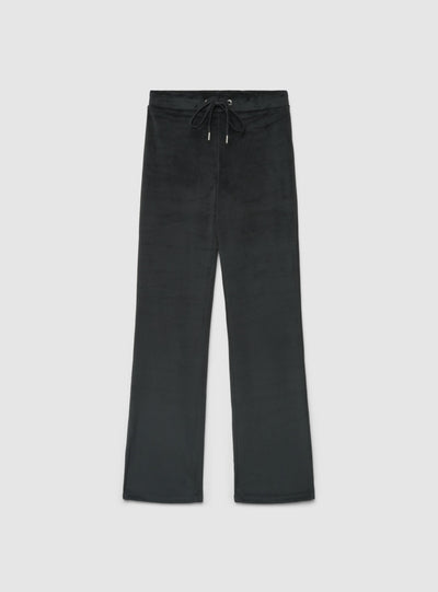 Pantaloni tuta a zampa ciniglia tinta unita