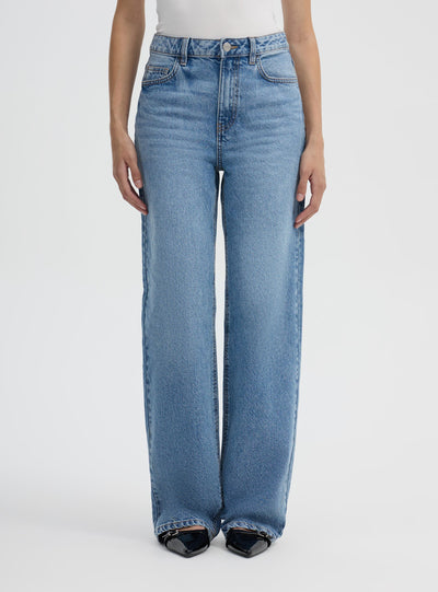 Jeans wide leg a tinta unita