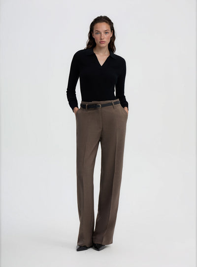 Pantaloni maxi wide leg a tinta unita