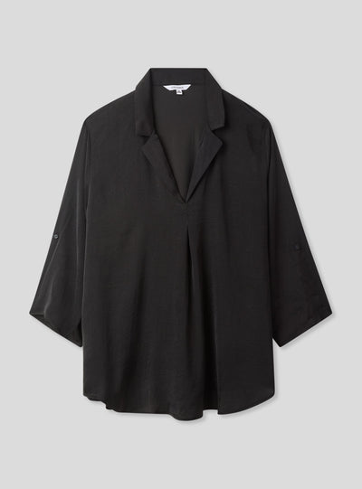 Plain-coloured blouse with V-neckline