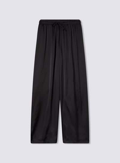 Wide-leg satin-effect trousers with drawstring