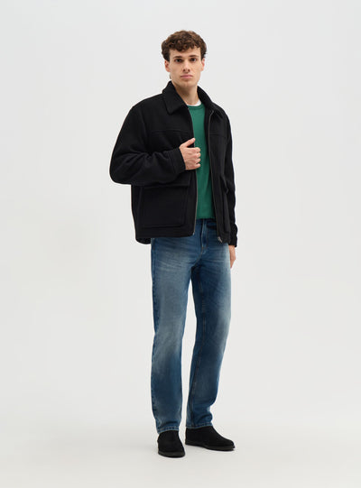 Giacca camicia con zip e tasche applicate