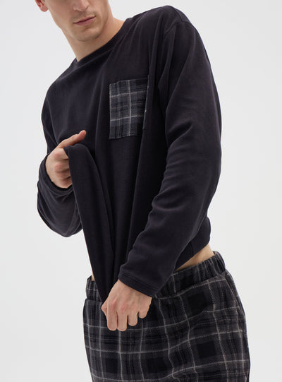 Dlouhý kostkovaný pyžamový set