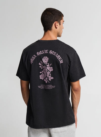 T-shirt con stampa rose fronte e retro