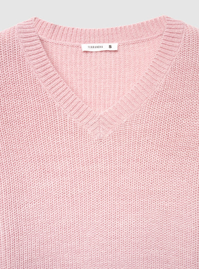 Maglia a coste inglesi con scollo a V