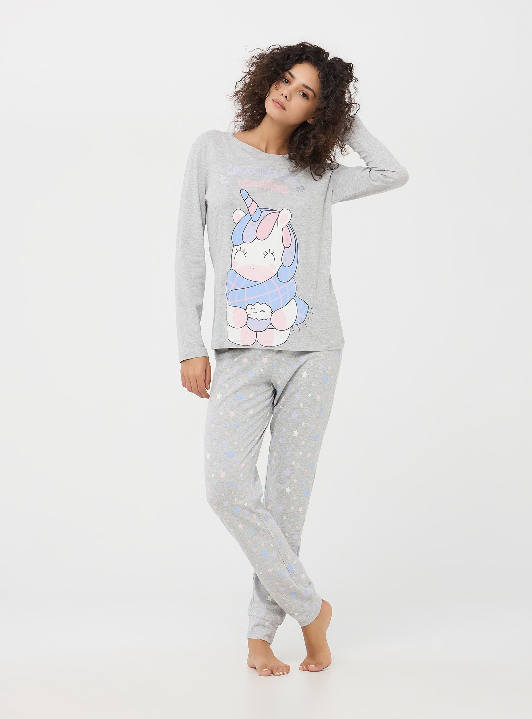 Pigiama in cotone, maniche lunghe grigio fantasia So'home | La Redoute Pigiama in cotone, maniche lunghe grigio fantasia So'home | La Redoute