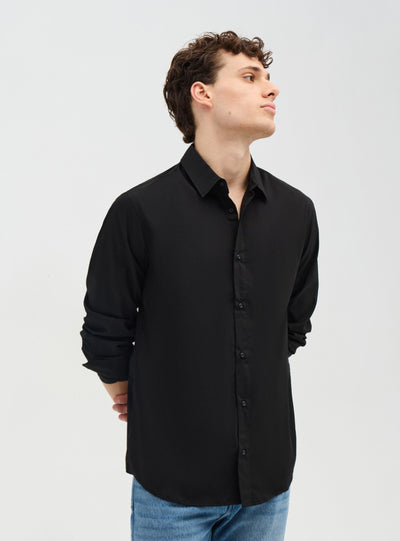 Camicia a maniche lunghe tinta unita