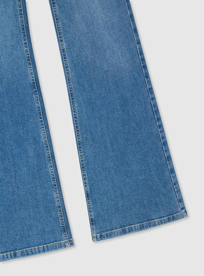 Jeans a zampa a vita alta tinta unita