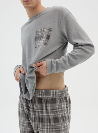 Langes Pyjama-Set mit Karomuster