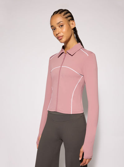 Felpa sportiva con zip e profili a contrasto
