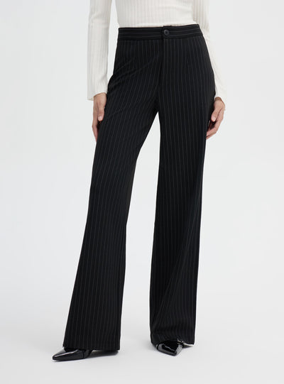Pantaloni wide leg gessati