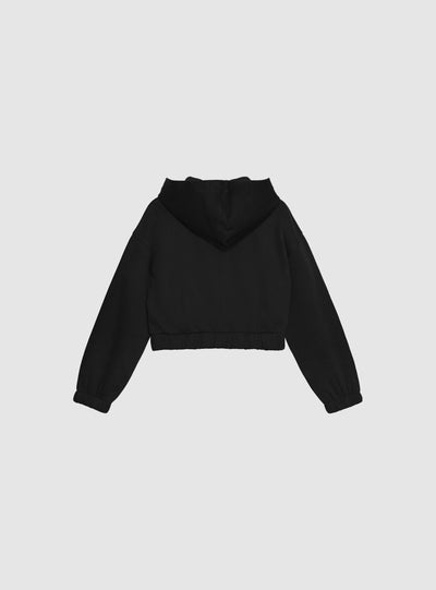 Felpa crop con cappuccio e zip