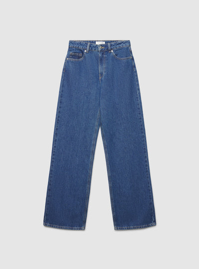 Jeans wide leg a tinta unita