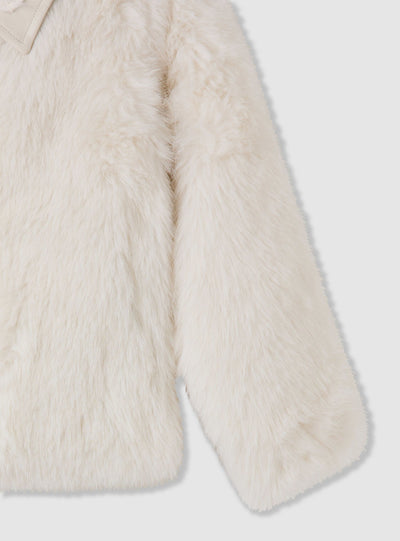Cropped synthetic fur jacket with zip
