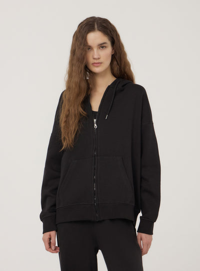 Felpa maxi con cappuccio e zip