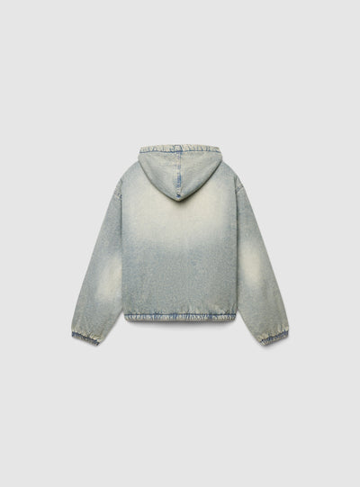 Giubbotto denim imbottito con cappuccio