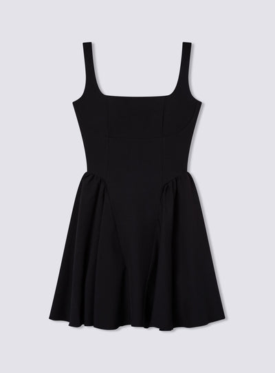 Vestito bambolina con scollo quadrato e fiocco