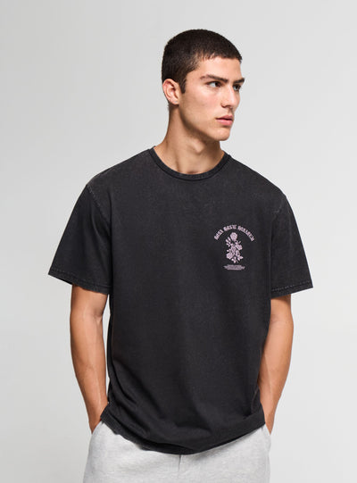 T-shirt con stampa rose fronte e retro