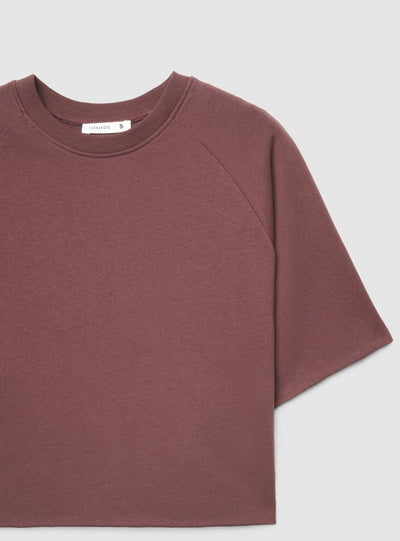 T-shirt crop boxy a tinta unita
