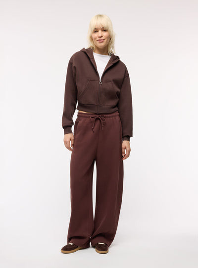 Felpa crop con zip e cappuccio