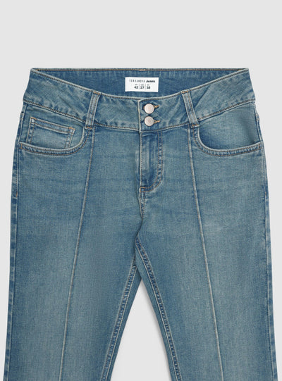 Jeans bootcut a vita bassa tinta unita