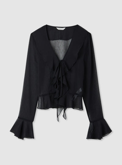 Blusa con rouches e laccio