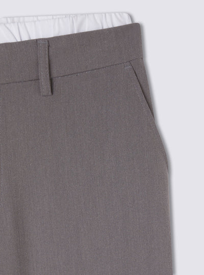 Pantaloni melange wide leg con fascia in vita a contrasto