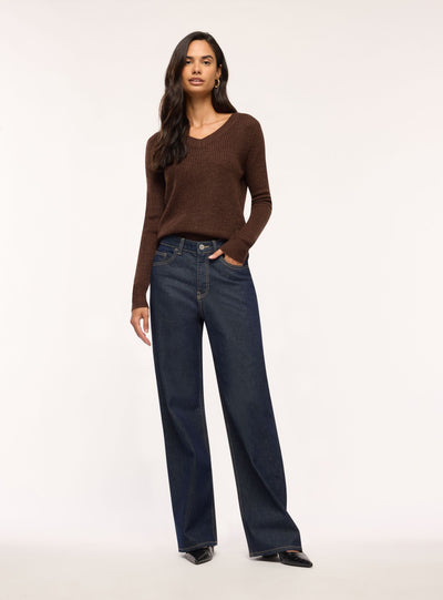 Jeans wide leg a tinta unita