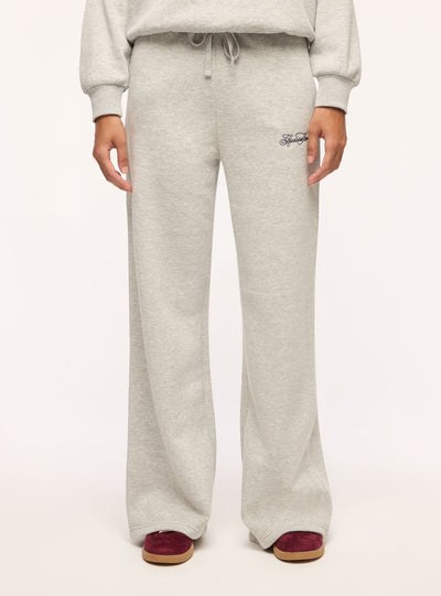 Pantaloni tuta wide leg con ricamo college