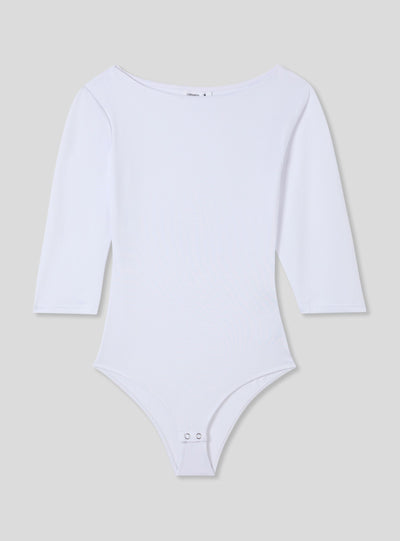 Body con scollo ampio e maniche a tre quarti