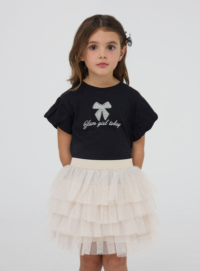 Solid colour tiered tulle skirt