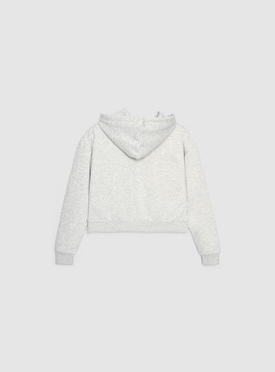 Felpa crop con cappuccio e stampa college