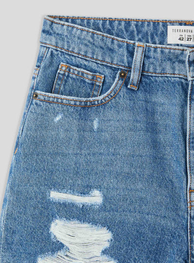 Shorts di jeans mom con strappi