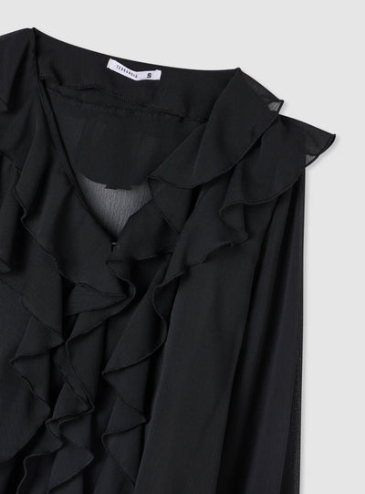 Camicia con balze e maniche lunghe
