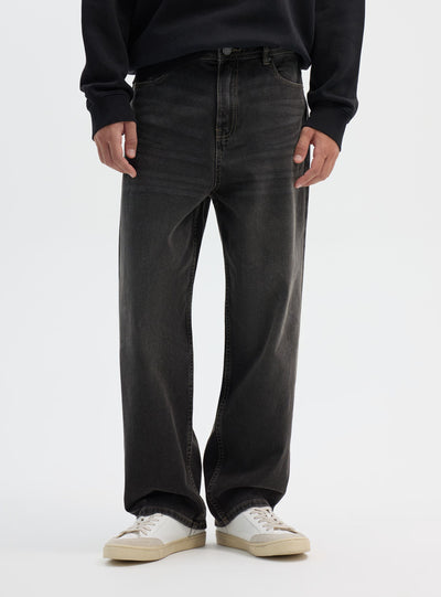 Jeans super baggy a tinta unita