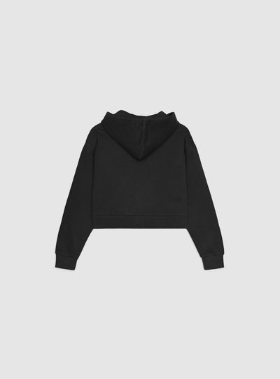 Felpa crop con zip e cappuccio